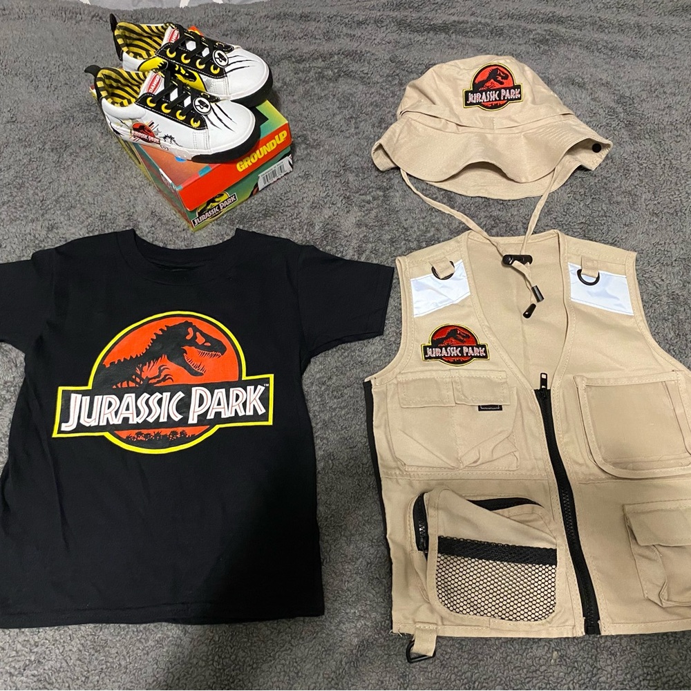 Jurassic Park Kids Outfit with Vest, Hat, and Shoes